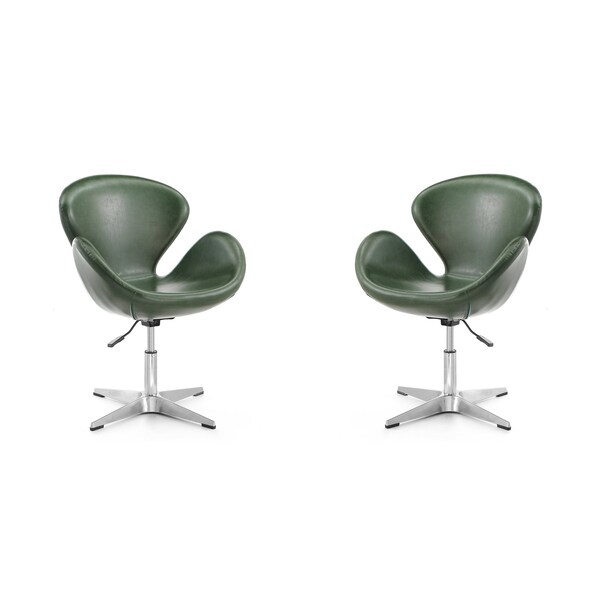 Manhattan Comfort Raspberry Faux Leather Adjustable Swivel Chair in Forest Green and Polished Chrome, PK2 2-AC038-FG - main